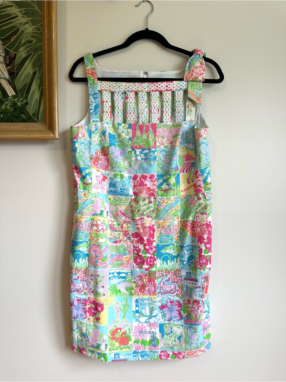Lilly Pulitzer Ricci State Of Mind Patchwork Crochet Detail Dress Womens 8